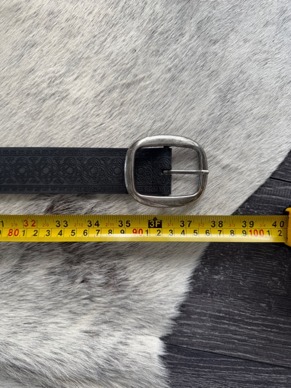 Black leather western belt - Picture 2 of 5